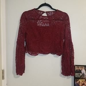 Burgundy Lace Crop Top